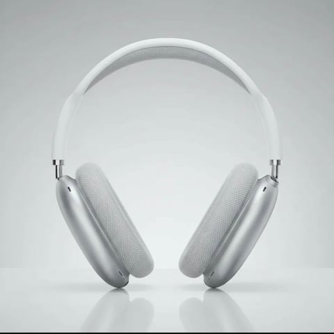 Pair of silver over-ear headphones with cushioned ear cups displayed against a white background